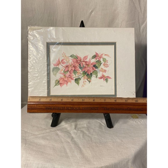 Signed Watercolor Print “Bermuda Poinsettia and Coralita” by Carole Holding - Picture 9 of 12